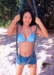 beach bikini_top cleavage denim isoyama_sayaka rope_swing shorts soft swimsuit rating:Safe score:0 user:nil!