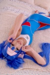 bed blue_hair bodysuit buyara cosplay hair_ribbons headband klan_klein macross macross_frontier twintails rating:Safe score:0 user:nil!