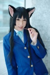 akiyama_mio animal_ears blazer blouse cat_ears cosplay k-on! pleated_skirt pocky school_uniform skirt wakame rating:Safe score:1 user:pixymisa