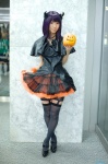 cosplay dress dress_lift garters horns original purple_hair rinami thighhighs zettai_ryouiki rating:Safe score:3 user:nil!