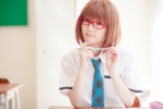 blouse cosplay glasses hagiwara_yukiho idolmaster school_uniform soura_secca tie rating:Safe score:1 user:pixymisa