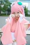cil_prine cosplay kimono kyouka pink_hair pleated_skirt rance sengoku_rance skirt rating:Safe score:0 user:nil!