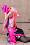 animal_ears cat_ears collar cosplay detached_sleeves dress garter_straps leash megurine_luka otonose_runa pink_eyes pink_hair thighhighs vocaloid zettai_ryouiki rating:Safe score:0 user:pixymisa