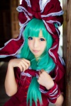 aqua_hair blouse cosplay hair_ribbons kagiyama_hina rumita touhou rating:Safe score:2 user:nil!