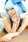 blue_hair cirno cleavage cosplay hairbow lenfried one-piece_swimsuit school_swimsuit swimsuit touhou wings rating:Safe score:0 user:nil!