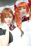 apron cosplay hairband hairbows hoshino_kana maid maid_uniform misaka_mikoto misaki red_hair ribbon_tie shirai_kuroko to_aru_kagaku_no_railgun twintails rating:Safe score:0 user:pixymisa