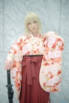 blonde_hair cosplay fate/series fate/stay_night katana kimono maropapi pleated_skirt ponytail saber skirt sword rating:Safe score:1 user:nil!