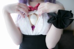atsuki blouse bra cleavage cosplay dagashi_biyori dagashi_kashi open_clothes purple_hair shidare_hotaru skirt suspenders rating:Safe score:0 user:nil!