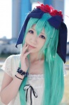 aqua_hair cosplay hatsune_miku momoneko_haru twintails vocaloid world_is_mine_(vocaloid) rating:Safe score:0 user:Log