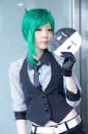 blouse cosplay gloves green_hair gumi horns kaya_(ii) mask shorts tie vest vocaloid rating:Safe score:0 user:pixymisa