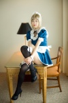 apron blonde_hair cat_(model) choker costume dress hairband maid maid_uniform thighhighs zettai_ryouiki rating:Safe score:1 user:nil!