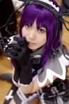 cosplay cuffs demonbane dress etheldreda hairband hair_ribbons kanaezaki_shino kneehighs lace pantyhose purple_hair ruffles rating:Safe score:0 user:nil!