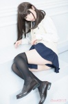 black_legwear blouse cosplay kurasaka_kururu original pleated_skirt school_uniform skirt thighhighs tie rating:Safe score:7 user:Kryzz