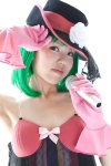 bow corset cosplay erigawa flower gloves green_hair hat lingerie macross macross_frontier microphone ranka_lee rating:Safe score:0 user:pixymisa