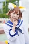 amane_(iii) animal_ears cat_ears cosplay miyafuji_yoshika sailor_uniform school_uniform strike_witches tail rating:Safe score:0 user:nil!