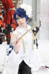 blue_hair cosplay crossplay detached_sleeves dress_shirt houtou_singi kaito pipe trousers vocaloid rating:Safe score:0 user:pixymisa