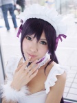 apron blue_eyes bows choker cosplay hairband love_live!_school_idol_project maid maid_uniform purple_hair tojo_nozomi uri rating:Safe score:0 user:pixymisa