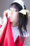 amami_haruka apron cosplay dress hairband idolmaster maid maid_uniform mouth_hold shino_kei the_kei_m@ster rating:Safe score:0 user:nil!
