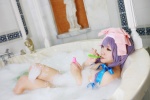 amatsuka_miyu bathroom bathtub cosplay night_cap patchouli_knowledge purple_hair soap_suds touhou towel wet rating:Safe score:5 user:nil!