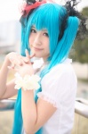aqua_hair blouse cosplay hatsune_miku sagiri twintails vocaloid world_is_mine_(vocaloid) rating:Safe score:0 user:nil!