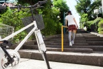 bicycle grey_legwear nishihama_fuuka pleated_skirt skirt thighhighs tshirt twintails zettai_ryouiki rating:Safe score:0 user:nil!