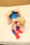 bed blonde_hair bodysuit boots cosplay fingerless_gloves gundam gundam_0079_card_builder higurashi_rin panties reiko_holinger thighhighs thong twintails rating:Safe score:2 user:nil!