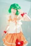 cosplay green_hair hirano_kurita macross macross_frontier miniskirt ranka_lee ruffles skirt tank_top twintails rating:Safe score:0 user:nil!
