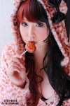 bow bra cosplay hoodie lollipop original purple_eyes red_hair ryo_(v) rating:Safe score:0 user:pixymisa