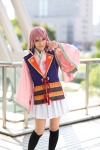 cosplay harukanaru_toki_no_naka_de harukanaru_toki_no_naka_de_3 kasuga_nozomi kimono kneesocks nanayo pink_hair pleated_skirt skirt rating:Safe score:1 user:pixymisa