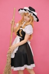 apron blonde_hair blouse braid broom cosplay kipi kirisame_marisa skirt touhou witch_hat rating:Safe score:0 user:nil!