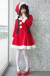 cosplay k-on! nakano_azusa nana_(iv) pantyhose santa_costume stocking_cap twintails white_legwear rating:Safe score:5 user:pixymisa