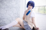ano_natsu_de_matteru asami_uki blouse blue_hair cosplay kneesocks pleated_skirt school_uniform skirt sweater_vest tanigawa_kanna rating:Safe score:2 user:nil!