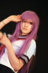 cosplay gintama glasses purple_hair sailor_uniform sarutobi_ayame saya school_uniform tie rating:Safe score:2 user:DarkSSA
