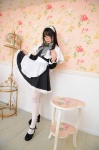 apron chiyoko_3 chocoball cosplay dress dress_lift glasses hairband maid maid_uniform original thighhighs white_legwear rating:Safe score:0 user:nil!