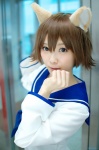 animal_ears blouse cat_ears cosplay miyafuji_yoshika sailor_uniform scarf school_uniform strike_witches yuki_ringo rating:Safe score:0 user:pixymisa