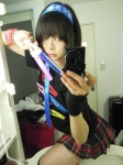 camera hairband iiniku_ushijima pleated_skirt skirt thighhighs tshirt zettai_ryouiki rating:Safe score:7 user:nil!