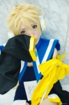 aka blonde_hair cosplay crossplay detached_sleeves headset kagamine_len kagamine_len_no_bousou_(vocaloid) pantyhose school_swimsuit swimsuit vocaloid wand rating:Safe score:1 user:nil!