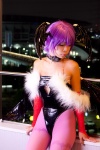 akumania bodysuit cosplay detached_sleeves head_wings lilith_aensland pantyhose purple_hair vampire_(game) wings rating:Safe score:1 user:nil!