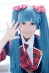 akb48 akb∞48 blouse blue_eyes blue_hair cosplay hairbows haru_(iii) jacket tie twintails watanabe_mayu_(cosplay) wristband rating:Safe score:0 user:pixymisa