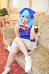 blouse blue_hair cirno cosplay hairbow jumper shizuku socks touhou rating:Safe score:2 user:nil!