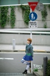 cardigan denim_jacket ohtsuki_amo pleated_skirt skirt thighhighs zettai_ryouiki rating:Safe score:0 user:pixymisa