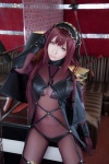 bodysuit bra cosplay fate/grand_order hairband panties purple_hair saku scathach_(fate/grand_order) shadow_queen spear rating:Safe score:1 user:nil!
