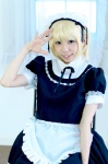 apron blonde_hair cosplay hayase_ami headband maid maid_uniform original rating:Safe score:0 user:pixymisa