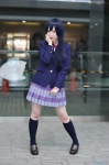 blazer blouse blue_hair cosplay kneesocks love_live!_school_idol_project pleated_skirt school_uniform skirt sonoda_umi taiga_chihiro rating:Safe score:1 user:nil!