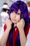 blouse cosplay hair_clip kakizaki_misa kanaezaki_shino mahou_sensei_negima! purple_hair school_uniform tie vest rating:Safe score:0 user:nil!