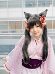 animal_ears cat_ears cosplay hairbows kimono mameko obi otome_youkai_zakuro pink_eyes twintails zakuro_(oyz) rating:Safe score:0 user:pixymisa