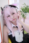 animal_ears bunny_ears collar cosplay dress headphones hiiragi_haruka nitro_super_sonic pink_hair ribbon_tie super_soniko rating:Safe score:0 user:pixymisa