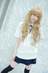 aisaka_taiga blonde_hair blouse cosplay hoshitamu pleated_skirt school_uniform skirt thighhighs toradora! zettai_ryouiki rating:Safe score:2 user:nil!