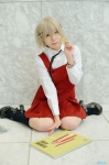 aoki blonde_hair blouse cosplay hidamari_sketch kneesocks pleated_skirt school_uniform skirt vest yuno_(hidamari_sketch) rating:Safe score:1 user:nil!
