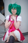 boots cosplay dress green_hair macross macross_frontier miki necklace petticoat ranka_lee red_eyes ribbons twintails vest rating:Safe score:0 user:pixymisa